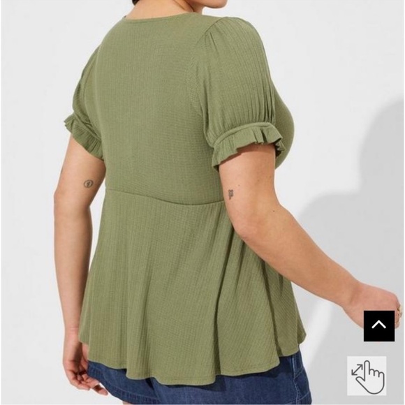 Torrid Olive Green Ribbed Surplice Peplum Top Size 4x Babydoll Top - Picture 2 of 12